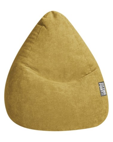 Pouf poire XXL d'intérieur velours ras moutarde  80x130 cm