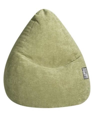 Pouf poire XXL d'intérieur velours vert anis  80x130 cm