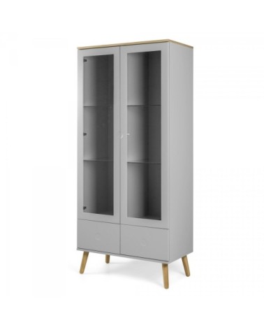 Armoire scandinave portes vitrées avec tiroirs gris