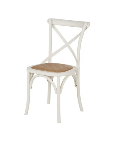 Chaise bistrot en rotin et bois de bouleau écru