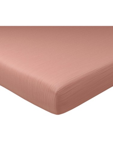 Drap-housse 160x200 en gaze de coton rose poudré