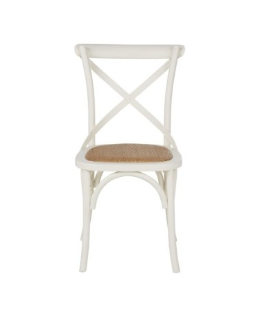 Chaise bistrot en rotin et bois de bouleau écru