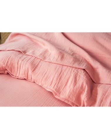 Housse de couette 200x200 en gaze de coton rose poudré