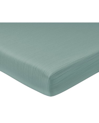 Drap-housse 160x200 en gaze de coton vert céladon