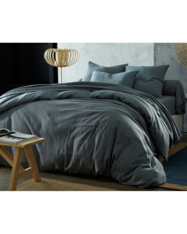 Housse de couette 260x240 en gaze de coton gris anthracite