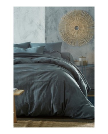 Housse de couette 260x240 en gaze de coton gris anthracite