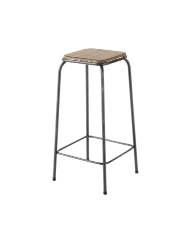 Tabouret de bar industriel en bois de sapin et métal H69