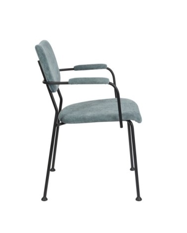 Chaise accoudoirs velours bleu gris