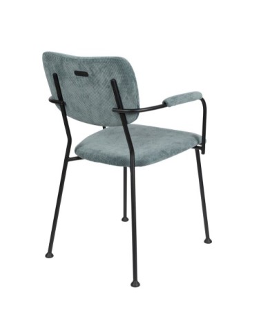 Chaise accoudoirs velours bleu gris