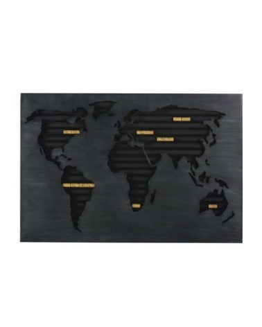 Déco murale porte-bouchons carte du monde en métal noir