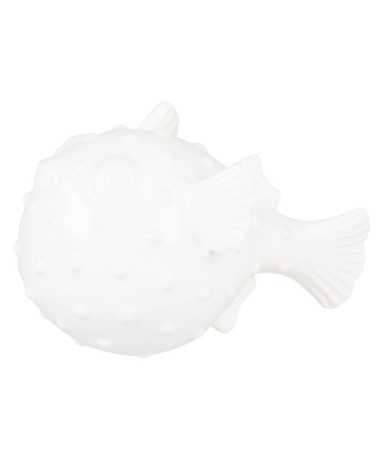 Statuette diodon en dolomite blanche H12