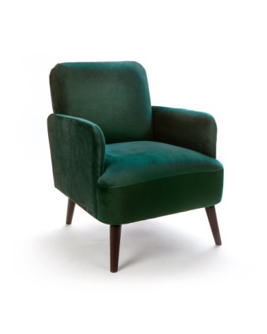 Fauteuil rétro velours vert forêt