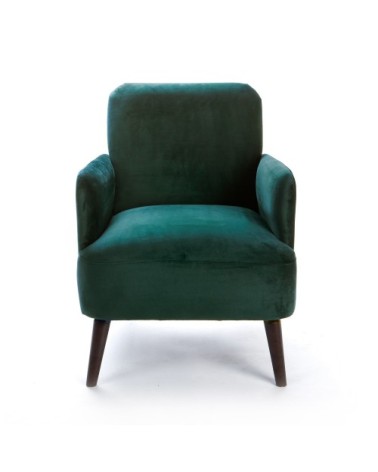 Fauteuil rétro velours vert forêt