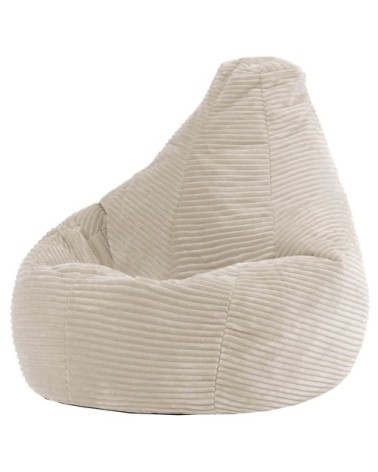 Pouf poire enfant à dossier haut velours côtelé beige galet