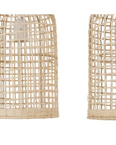 Suspension canopy en bois de pin 3 abat-jours en rotin