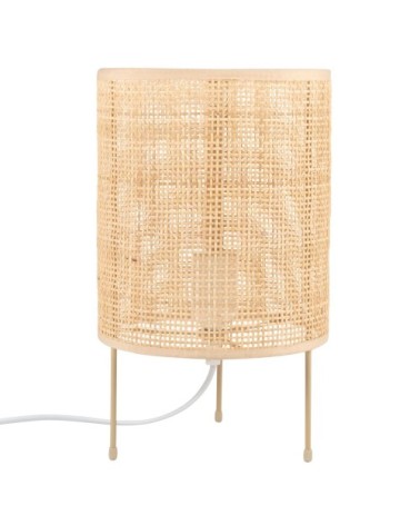Lampe cannage en bambou et métal doré