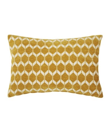 Coussin en velours tissé jacquard motifs graphiques jaune moutarde 40x60, OEKO-TEX®