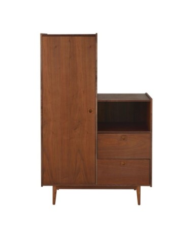 Armoire vintage 1 porte battante 2 tiroirs marron