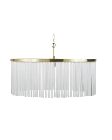 Suspension frange en verre et métal doré