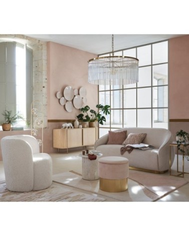 Suspension frange en verre et métal doré