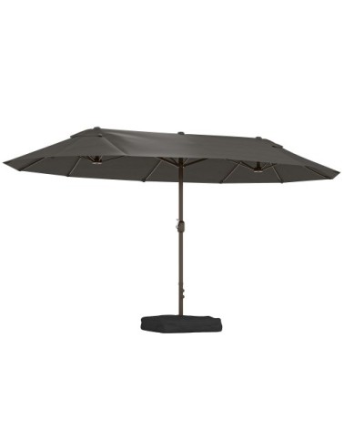 Parasol de jardin xxl pied contrepoids inclus acier polyester gris