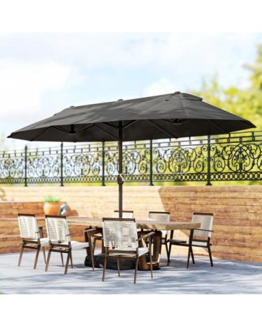 Parasol de jardin xxl pied contrepoids inclus acier polyester gris