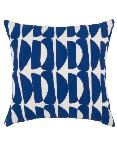 Housse de coussin en coton bio à motifs écrus et bleus, OEKO-TEX® 40x40