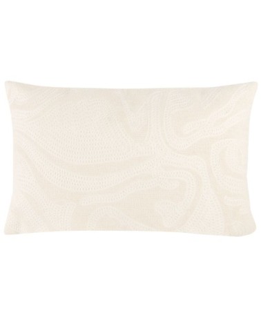 Housse de coussin en coton recyclé tissé à motifs brodés blancs et gris 30x50