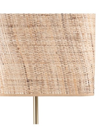 Lampadaire en métal doré et raphia beige H154