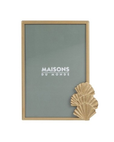 Cadre photo avec palmes en résine dorés 10x15