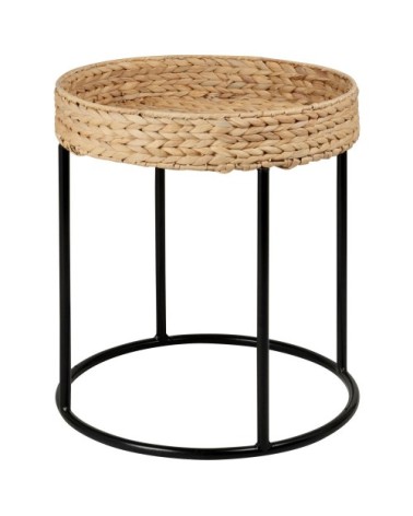 Bout de canapé en jacinthe d'eau et métal