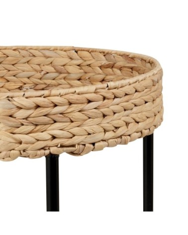 Bout de canapé en jacinthe d'eau et métal