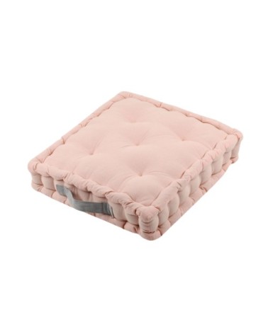 Coussin de sol bicolore coton poudre/souris 45 x 45