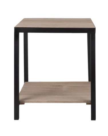 Bout de canapé en paulownia et métal noir