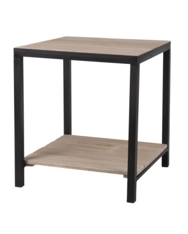 Bout de canapé en paulownia et métal noir