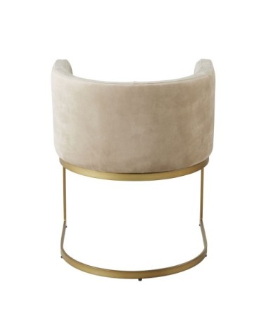 Fauteuil en velours taupe pieds en métal coloris laiton