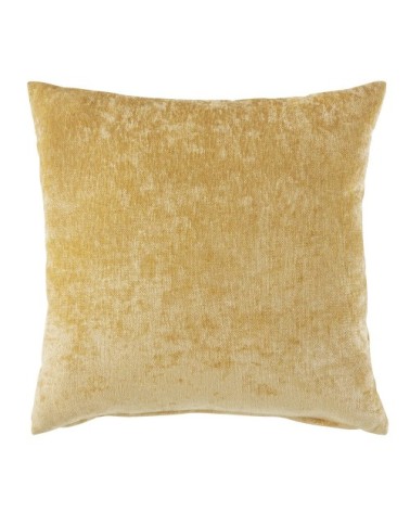 Coussin en velours effet vieilli jaune moutarde 60x60, OEKO-TEX®