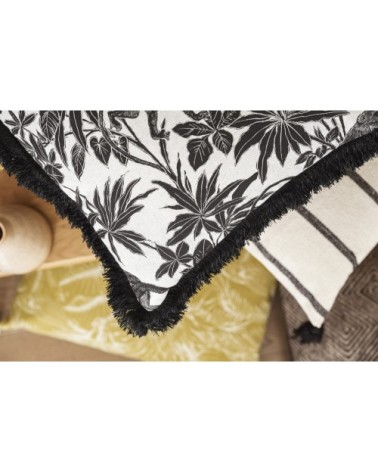 Housse de coussin imprimée jungle noir en coton 50x50