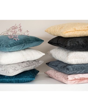 Coussin en velours effet vieilli bleu canard 45x45, OEKO-TEX®