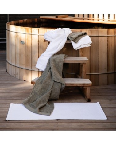 Tapis de bain uni  en coton neige 54 x 64