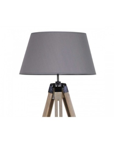 Lampadaire trépied bois abat-jour gris foncé H144cm