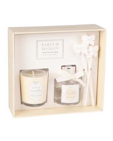 Coffret bougie parfumée 50g et diffuseur de parfum vanille orientale 30 ML