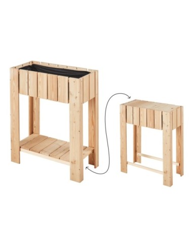 Jardinière sur pieds en bois mélèze beige 66 x 30 x 78 cm