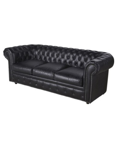 Canapé-lit 3 places en cuir noir