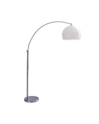 Lampadaire en métal chromé et plastique blanc H 209 cm SPHÈRE