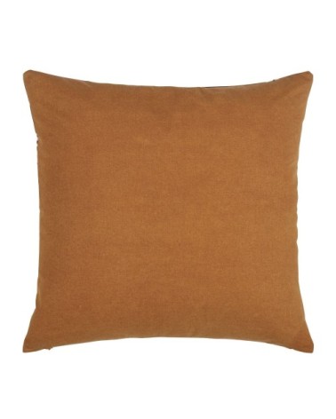 Coussin en coton caramel imprimé écru 45x45