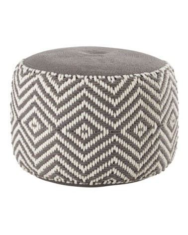 Pouf en coton gris et blanc