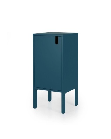 Petit meuble de rangement en bois H89cm bleu canard
