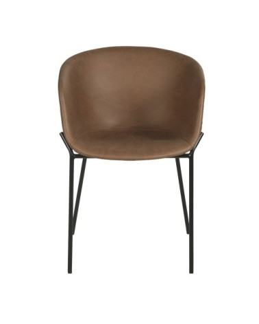 Chaise en polyuréthane marron et métal noir