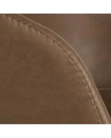 Chaise en polyuréthane marron et métal noir